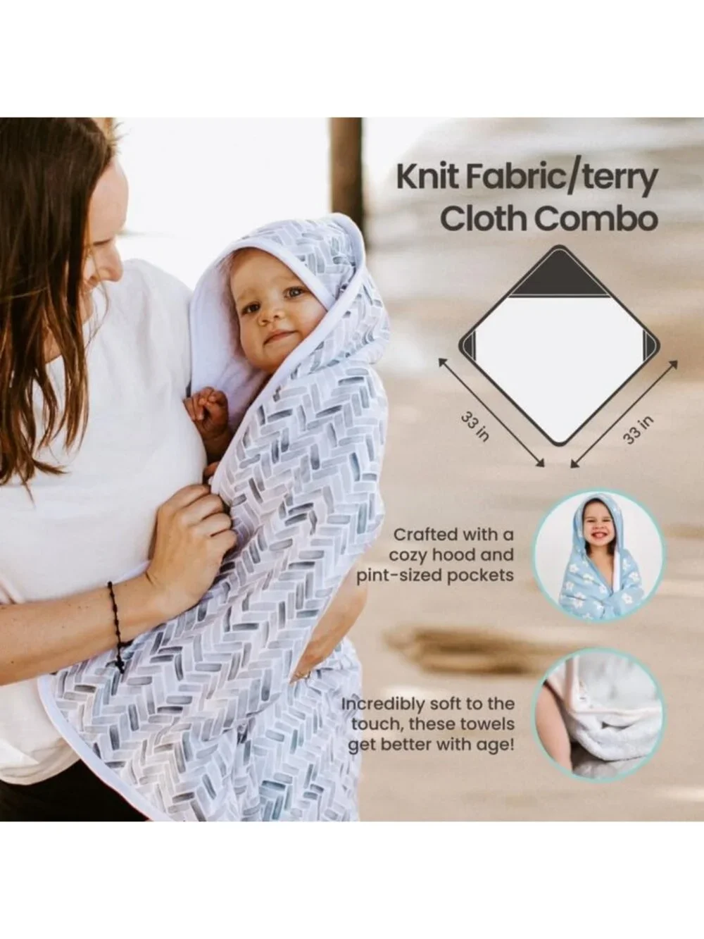 Premium Hooded Baby Bath Towels - Soft Knit & Terry Cloth, Fun Designs